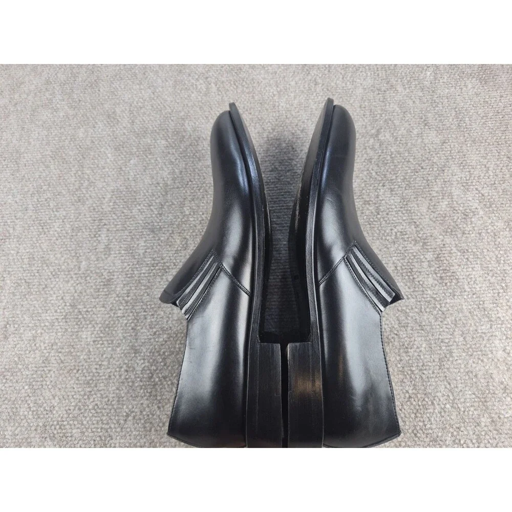 Bruno Magli Beltram Dress Shoes Loafers Men Sz 10.5M Black Leather Slip-On Italy